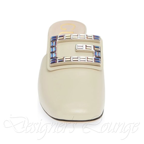 ⚡️SOLD! NEW GUCCI Madelyn Crystal G Leather Mules - Picture 6 of 8